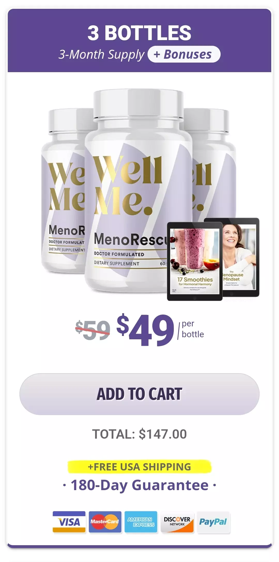 MenoRescue™ 3 bottles pricing